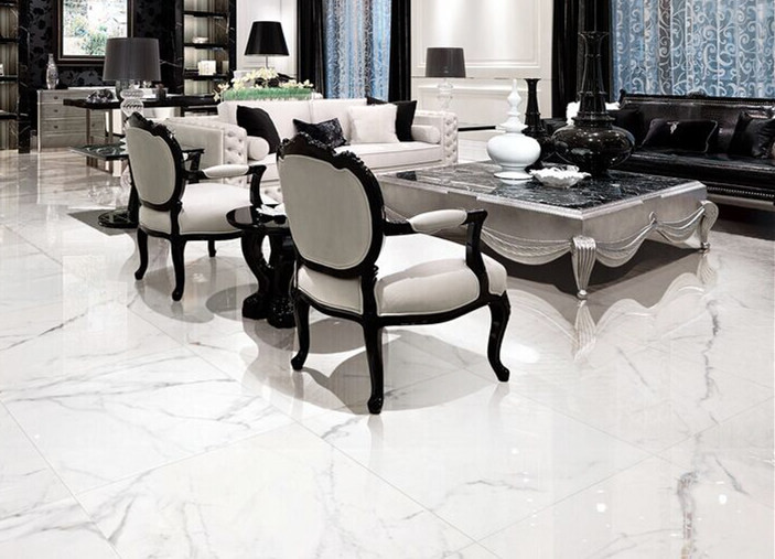 Ubin Lantai Porselen Putih Gloss Tinggi Ukuran 600x1200 Mm Perawatan Mudah