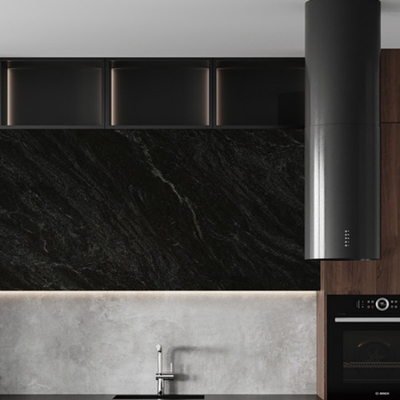 Peti porselen abu-abu tahan noda dan goresan dengan 3 pola unik 1600*3200MM Black Slab