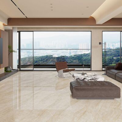 Modern Style Beige Marble Look Porcelain Tile with Less Than 0.2% Absorption Rate and Frost Resistance for High Traffic Areas (Bagian modern yang berwarna ungu dan merah)