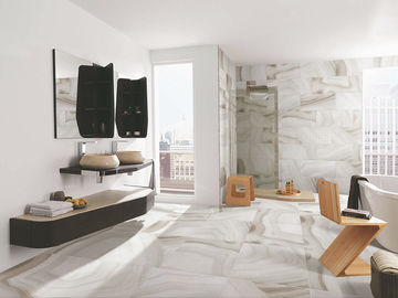 Lantai Basement Modern Porcelain Tile Agate Beige Color Acid Resistant 600x600mm Ukuran Warna Beige