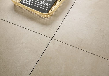 Ubin Porselen Modern Pedesaan Semi Dipoles Tekstur Lapato Beige Tampilan Bagus 600x600 Mm
