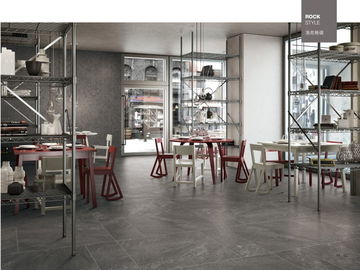 Gaya Baru 600 * 600 Mordern Porcelain Anti-Slip Warna Hitam Ubin Lantai Tipis Untuk Bar Dan Ruang Makan
