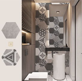 Ubin Keramik Kamar Mandi Hexagon Hitam Dan Putih 200x230mm