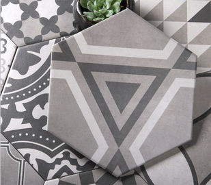 Hexagon Putih Dan Hitam 8'X9.2' Modern Porcelain Tile Matte Selesai